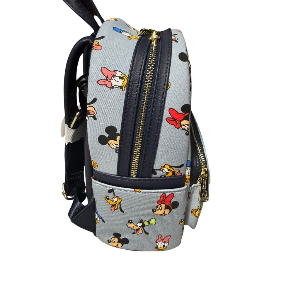 Disney Parks Loungefly Mickey Mouse Fabulous 5 Faces Denim Mini Backpack - NWT - Picture 3 of 5